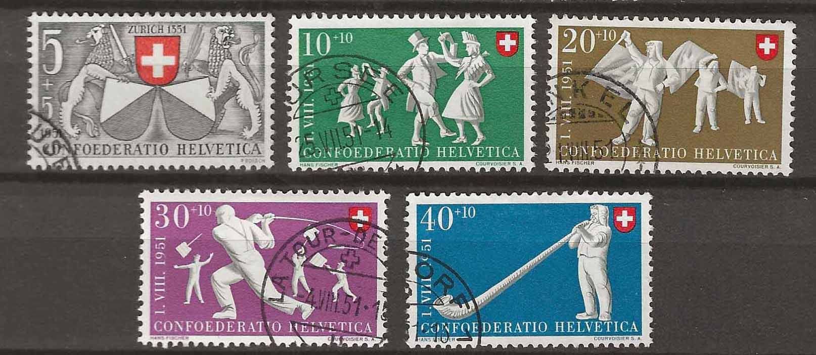 Tutti i francobolli: PP051 - Pro Patria 1951 obl. – Usato da Trélex venduto da Phil_Albert