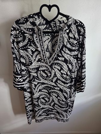 Tunika H&M schwarz weiss mit Muster Grösse S 
