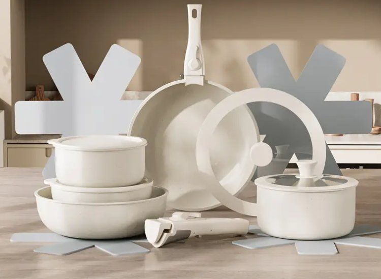 Pentole: 11pcs Cookware Set, Pots and Pans Set with detachable handle – Nuovo (secondo la descrizione) da Gattikon venduto da Sarahs_Schatzkammer