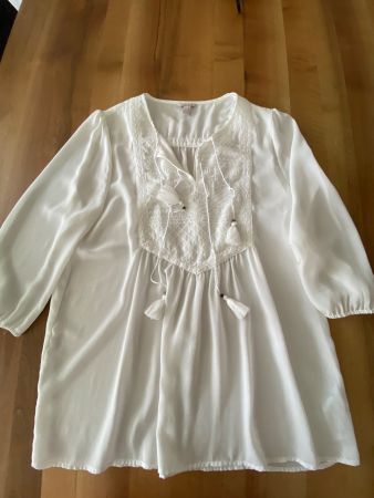 Sommerliche weisse Bluse Gr.40 Stickerei Boho Ibiza Style...