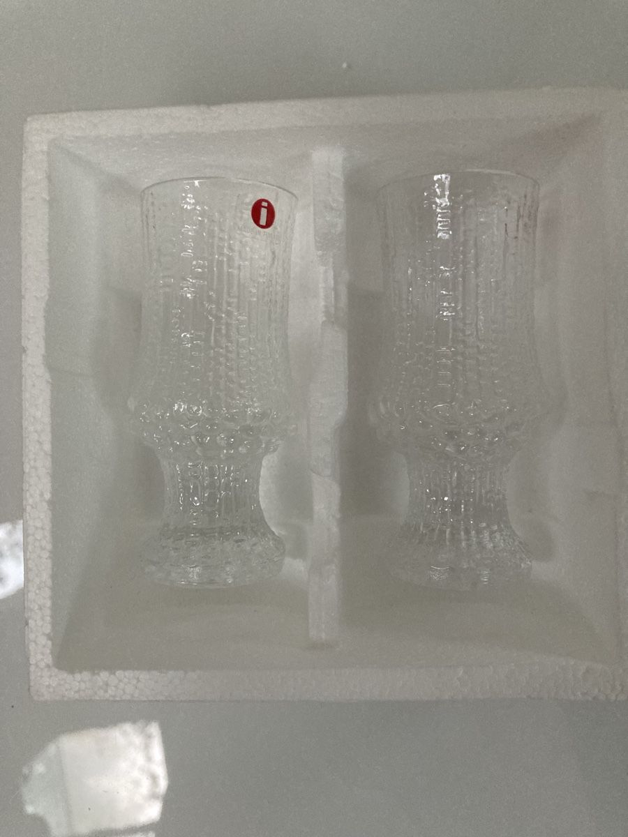 Iittala Bicchieri: Iittala Ultima Thule 2 cordial glasses – Nuovo e nell'imballaggio originale da Winterthur venduto da niemim 1