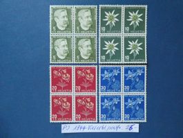 PJ 1944 postfrische *(*) Viererblöcke, 5 Rp mit Falz