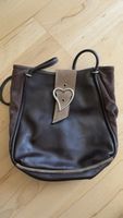 Sac Lancaster cœur en cuir marron et daim