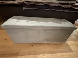 Bettbank grau Samt, 120cm breit