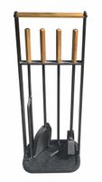 Kaminbesteck Set schwarz Messing Griffe guter Zustand