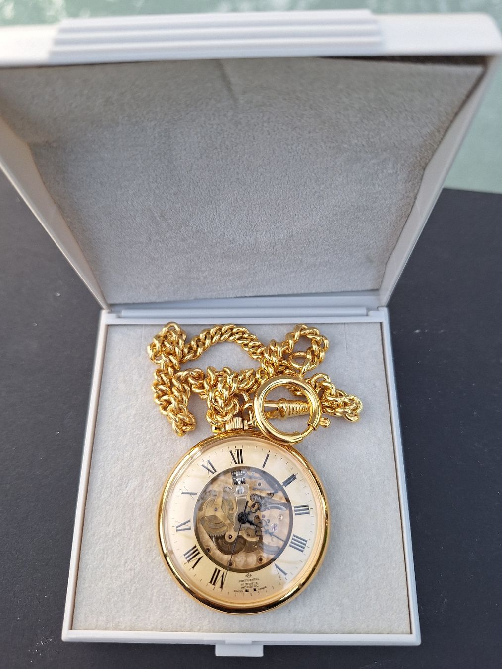 Continental Uhren: Taschenuhr Continental goldfarben mit Kette im Etui – Neu (gemäss Beschreibung) aus Gams von Mikekuster 2