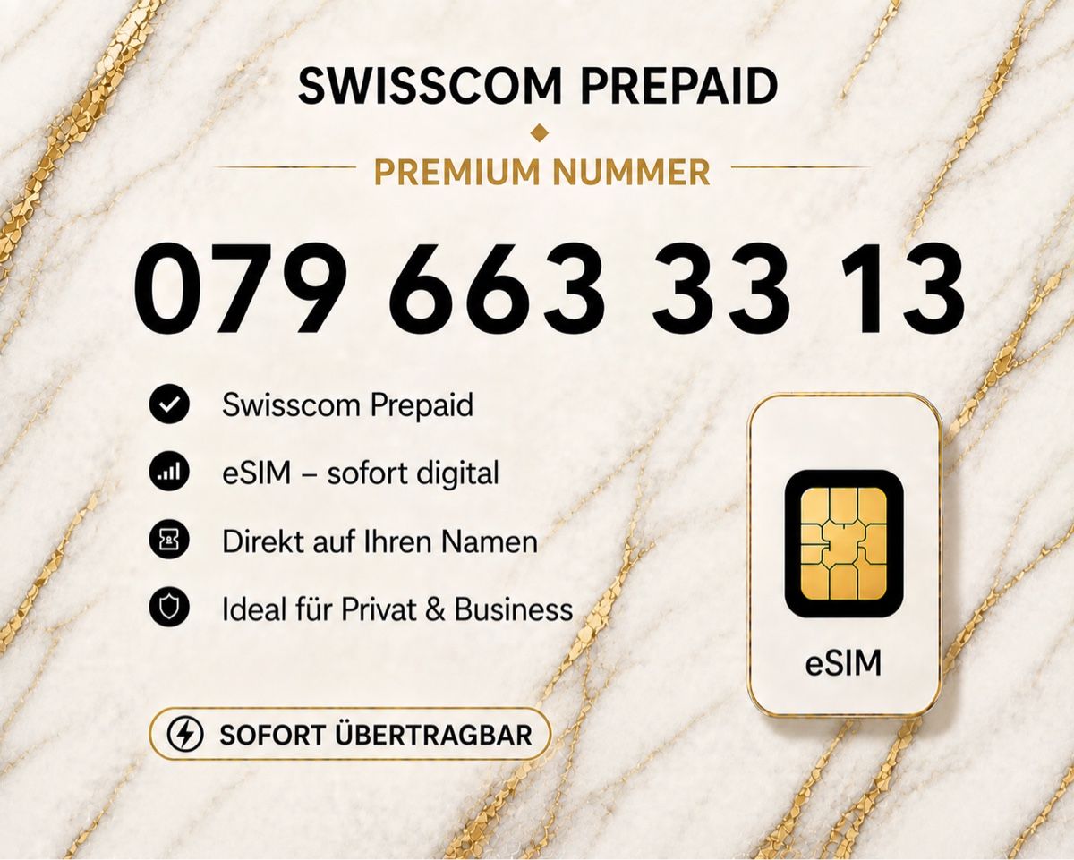 Swisscom PrePaid-Karten: Swisscom Prepaid Premium Nummer – Neu und originalverpackt aus Rotkreuz von 079shop