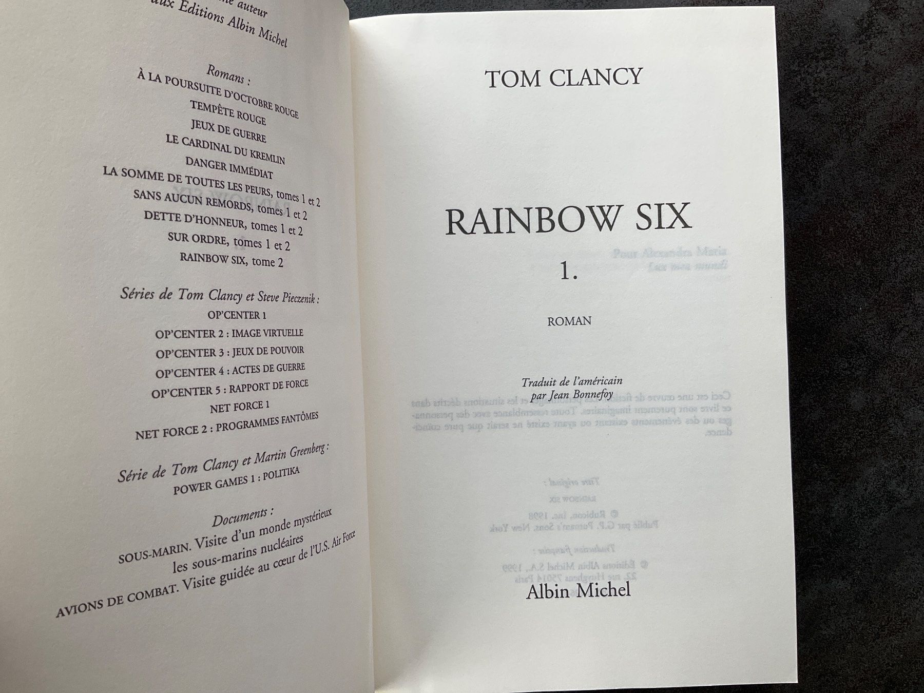 Libri: Tom Clancy Rainbow Six roman 1 – Usato da Avenches venduto da Lactobacille 3