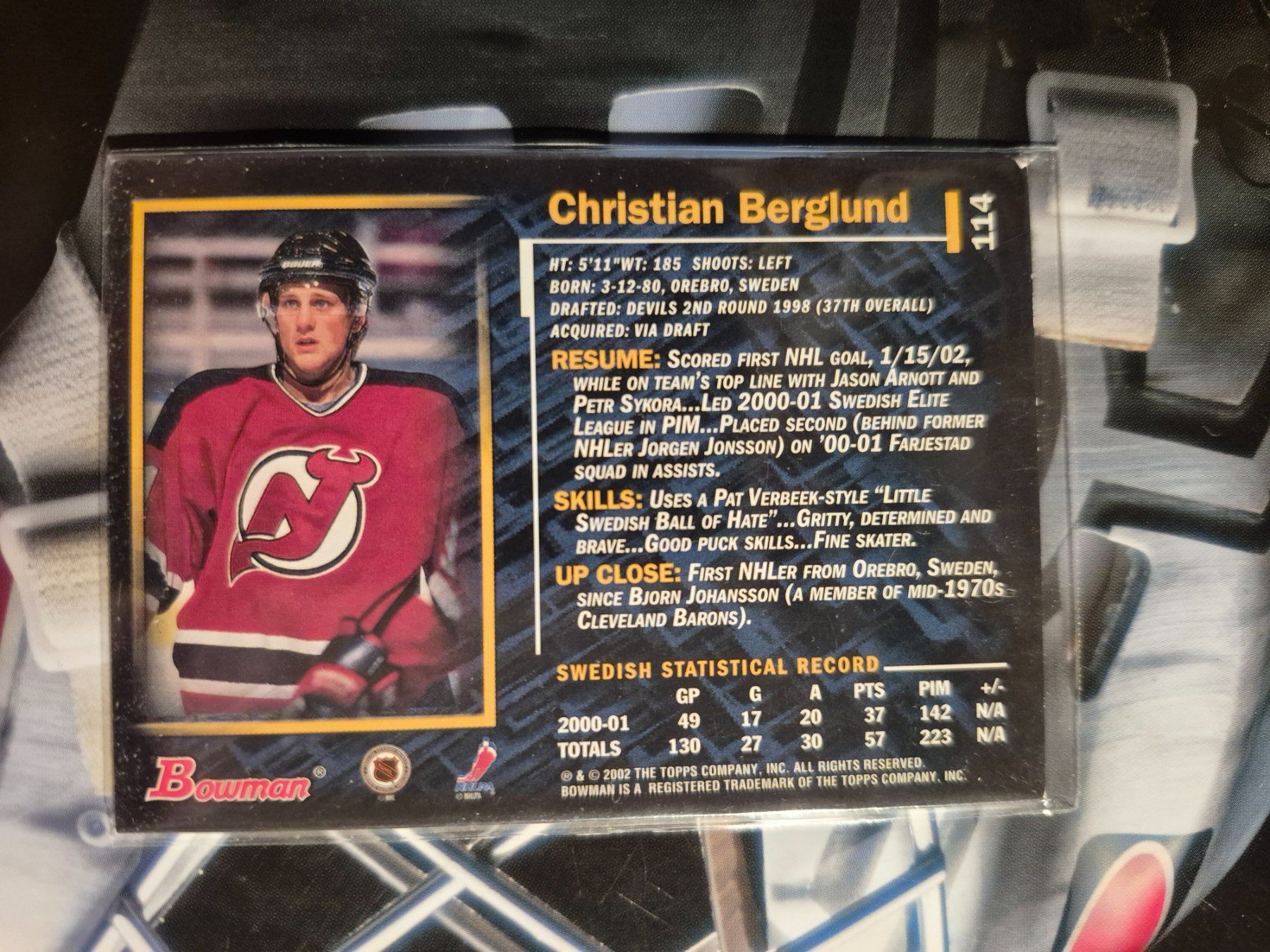 NHL Carte collezionabili: NHL Christian Berglund New Jersey Devils – Usato da Treiten venduto da Sauber73 1