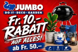 Fr. 10.-- Rabatt bei Jumbo ab Fr. 50.-- auf ALLES