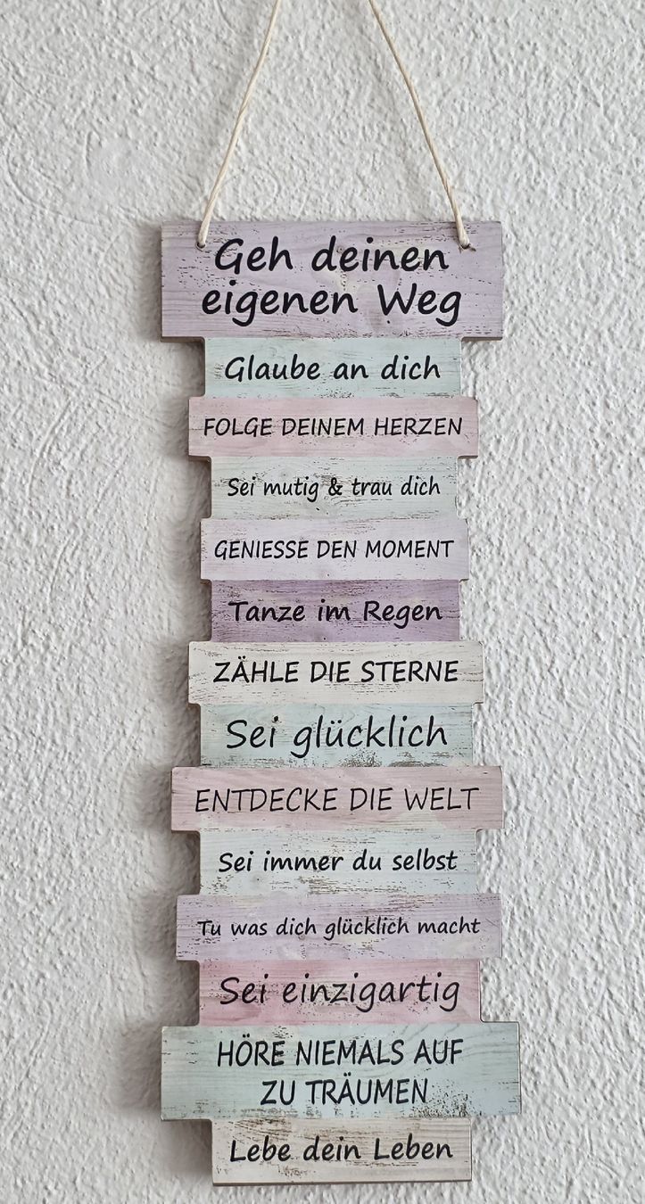 Tutte le decorazioni: Wandschild Spruch mit Motvation Text Holztitel  – Usato da Rheinsulz venduto da Gilea