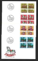 4 FDC Pro Juventute 1983 Serie Viererblöcke ET 24.11.1983