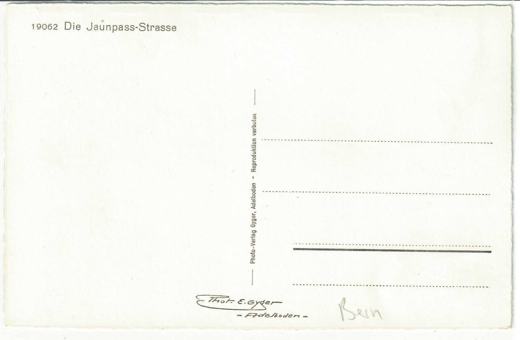 Cartoline postali: Die Jaunpass-Strasse - Photo: E. Gyger – Usato da Ettingen venduto da Kartenplanet 1