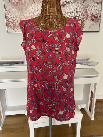 Bluse rot, Blumenmuster, Multiblue, 36/38