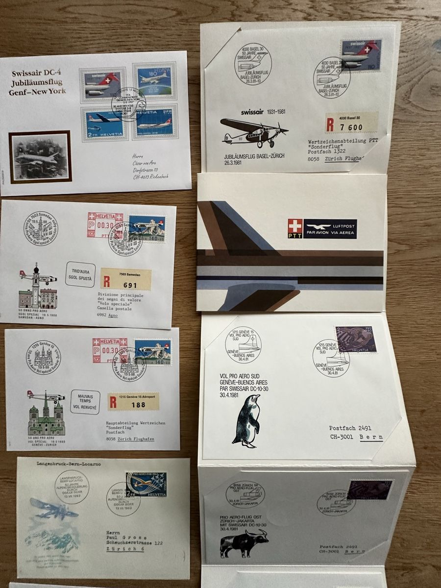 Tutti i francobolli: Schweiz - 22 FDC und Sonderbriefe FLUGPOST  – Usato da Schmitten / FR venduto da Samsara169 2