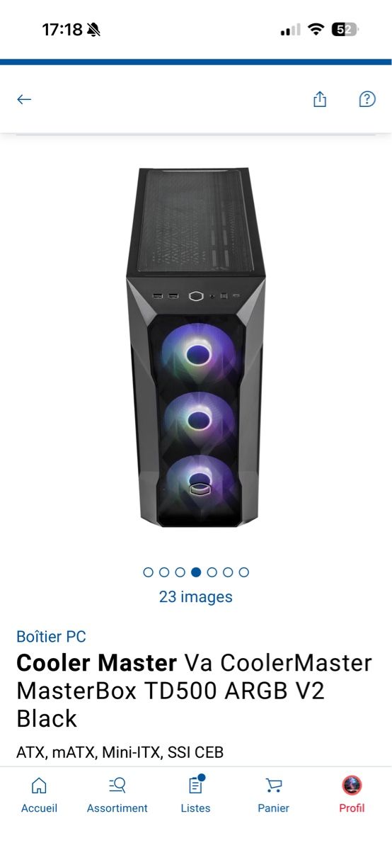 Boîtiers: Boîtier Cooler Master TD500 ARGB V2 black – D'occasion à Sâles (Gruyère) par Xya75