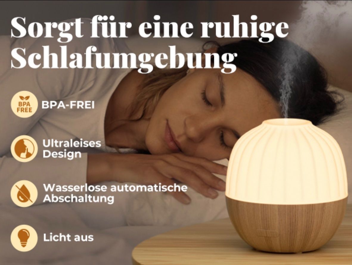 Duftöldiffusoren: Aroma Diffuser, 300ml weiss- braun Holz Optik – Neu und originalverpackt aus Basel von Seifehuesli 4