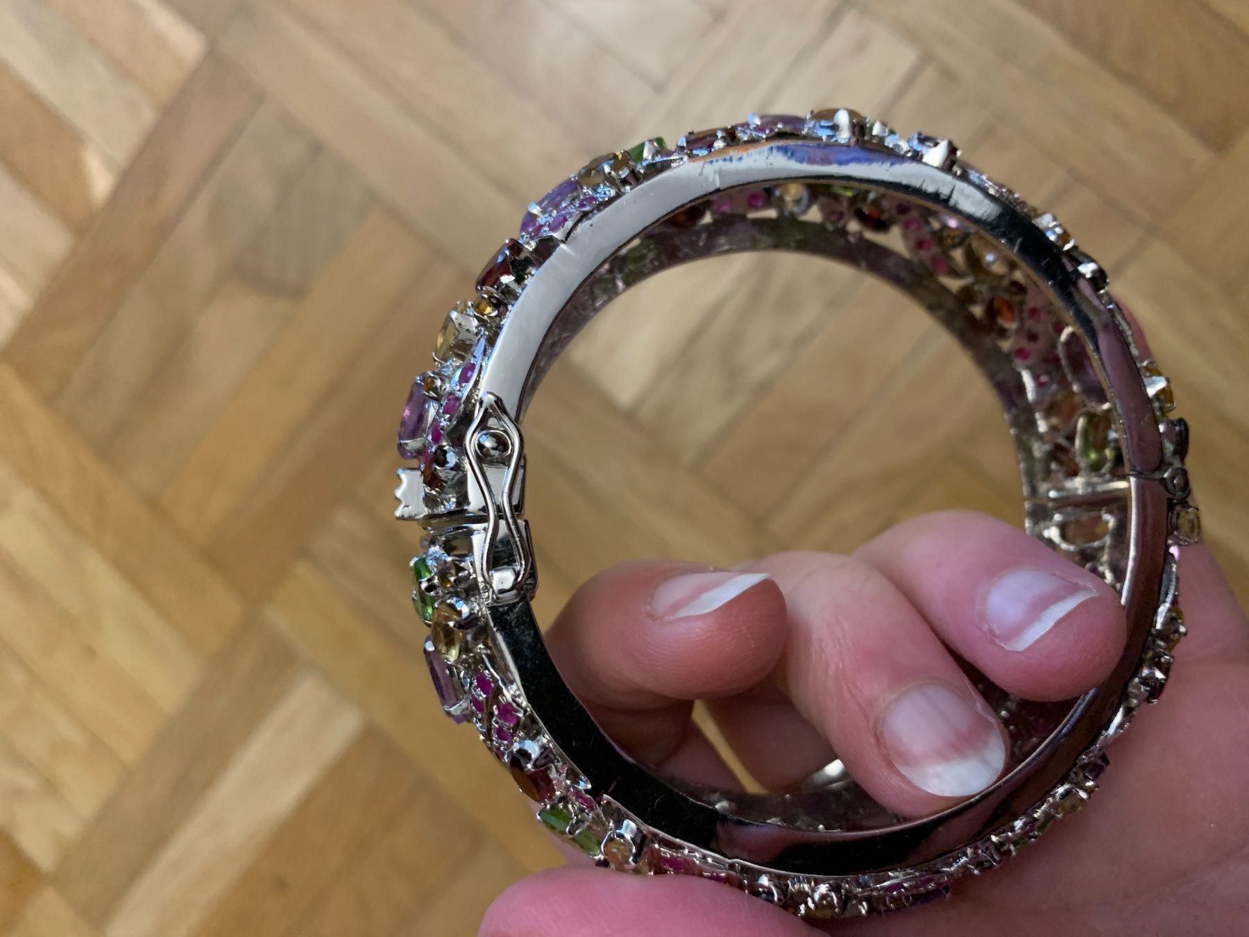 Bracciali & Braccialetti: Massiver Silberarmreif mit Edelsteinen – Nuovo (secondo la descrizione) da Birsfelden venduto da Exclusivity 5