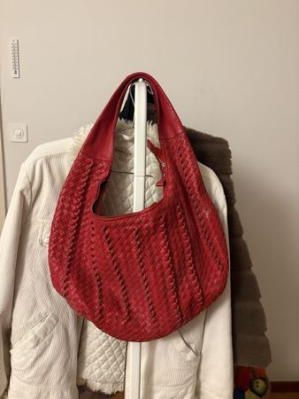 sac a main tressé rouge forme hobo état correct