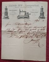 Langenthal 1886 - Jacub Jff - Nähmaschine, Litho Briefkopf