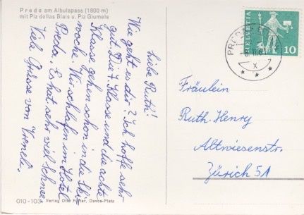 Cartoline postali: Preda am Albulapass mit Piz dellas Blais. – Usato da Schlieren venduto da Rapaelli 1