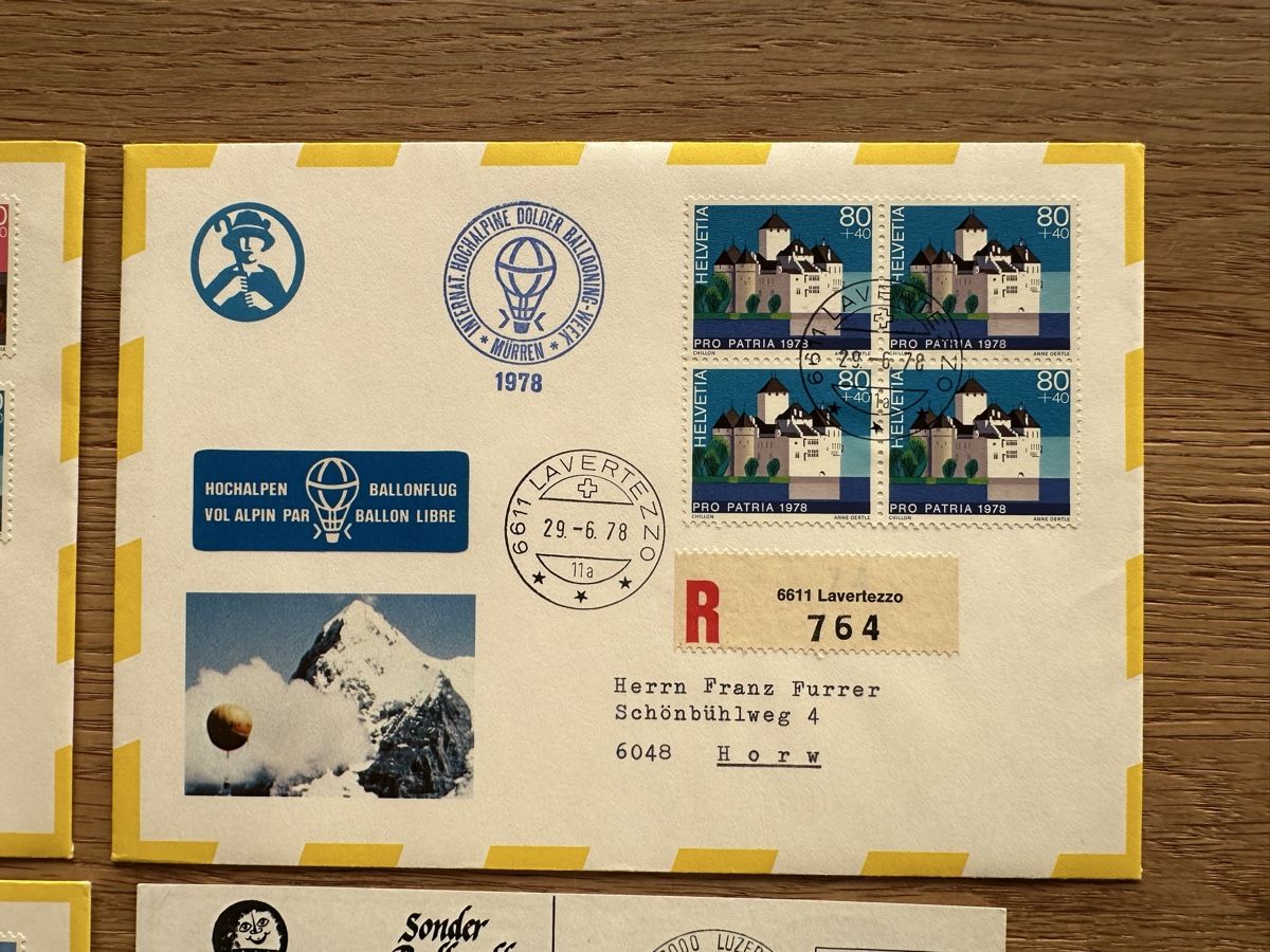 Alle Briefmarken: Schweiz - 5x Ballonflug – Gebraucht aus Schmitten / FR von Samsara169 2