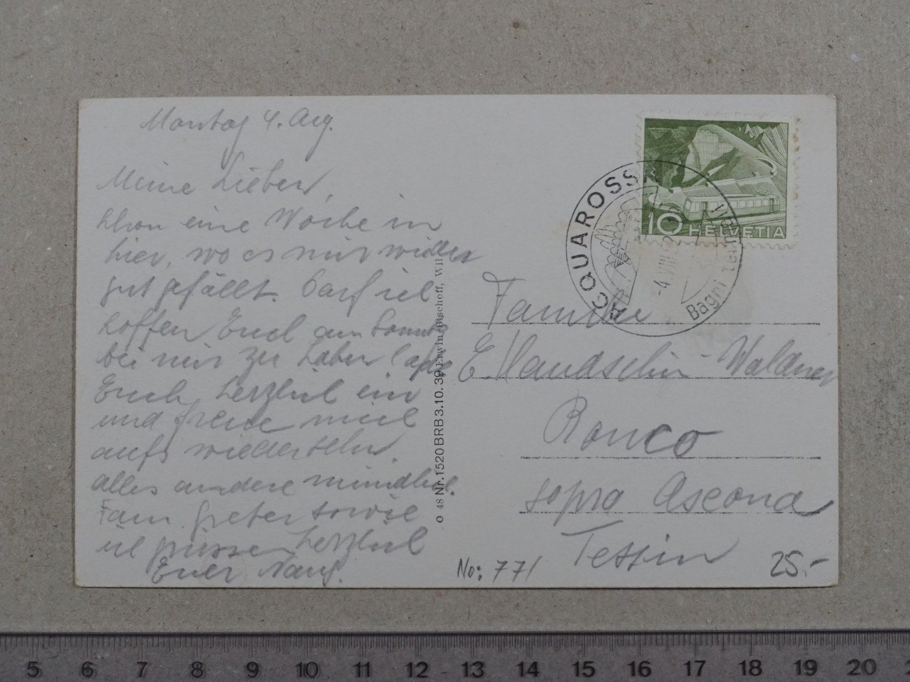 Cartoline postali: Acquarossa, Bad Hotel Terme, 1952 – Usato da Lenzburg venduto da fh1 1