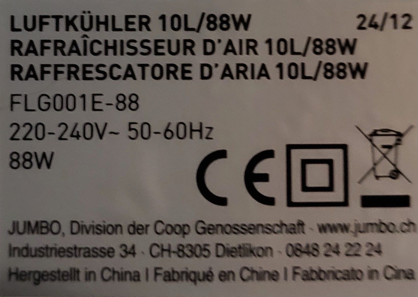 Bombes aérosol: Luftkühler AYCE weiss neuwertig – D'occasion à Gunzwil par sommerzauber 2