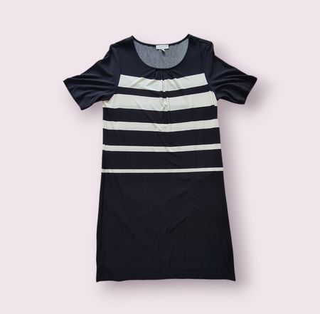 Robe droite rayée noir et blanc, taille 42
