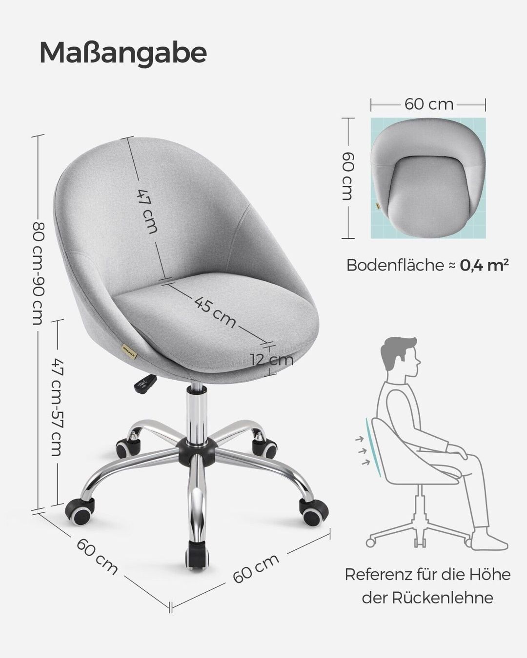 Stühle: SONGMICS Drehstuhl Grau – Neu und originalverpackt aus Bottighofen von zaap 7