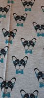 Jersey Stoff grau meliert mit Hund 73x97cm