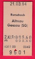 KARTON BILLETT, RORSCHACH - GOSSAU, 2.KLASSE, EINFACH