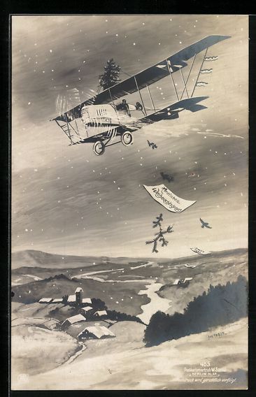 Photos & posters: Weihnachtsgruss, Flugzeug mit Christbaum – D'occasion à Berlin par bartko-reher
