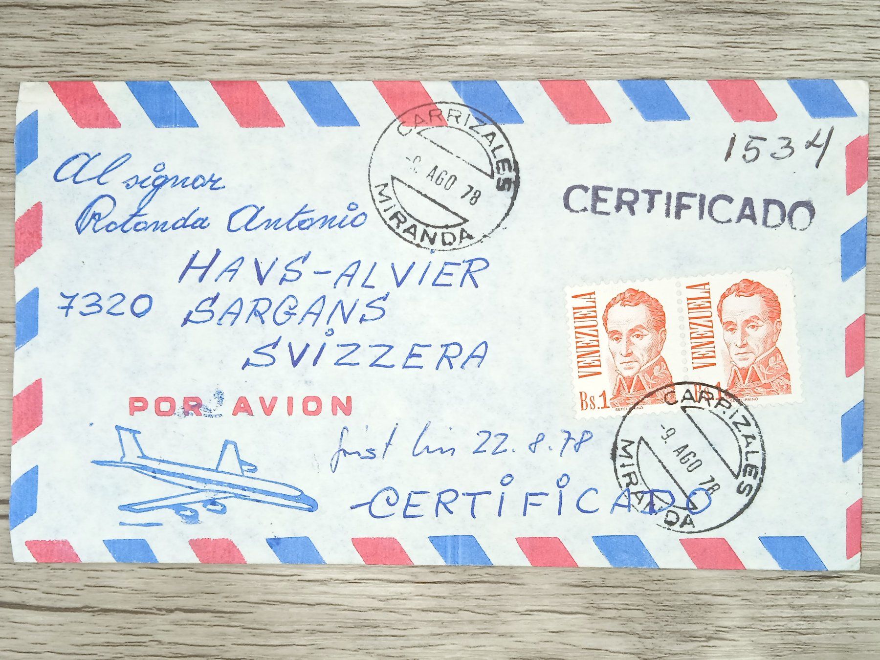 Tutti i francobolli: TR100 Enveloppe + Timbre Venezuela 1978 – Usato da Cousset venduto da Patrick_Collections