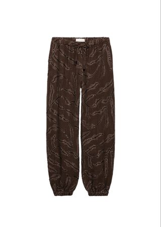 Pantalon fluide marron avec paillettes état neuf taille L