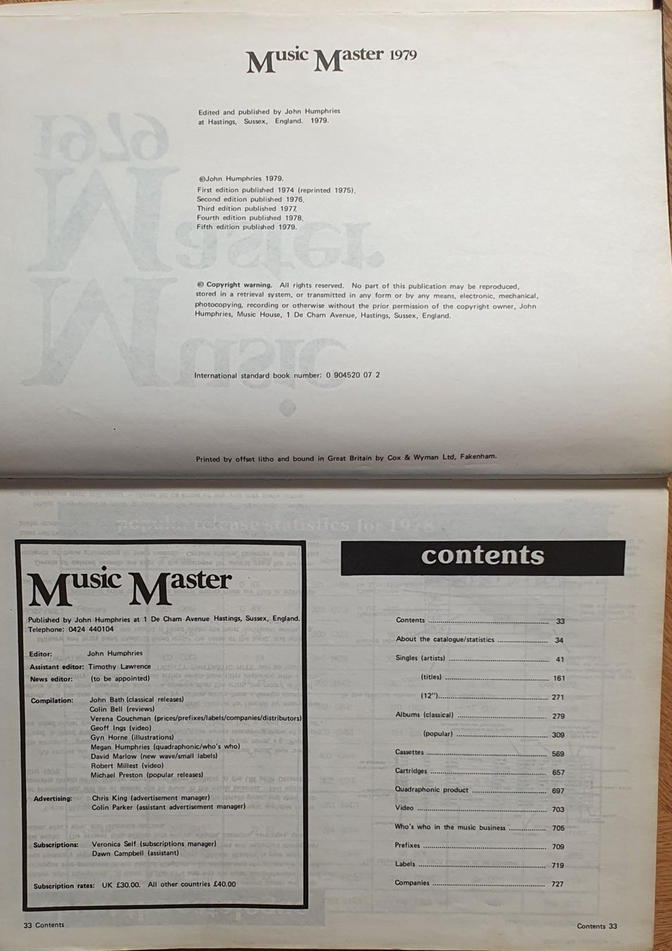 Livres: Music Master 1979 Directory – D'occasion à Zürich par Vesco01 1