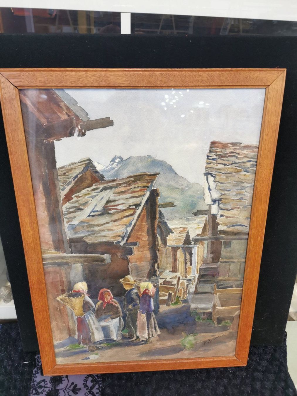 Gemälde: GRANDE AQUARELLE SIGNÉE MONTAGNARDS SUISSES – Gebraucht aus Genève von Qanil77 1