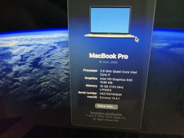 Macbook pro, intel i7, 15-inch 2016