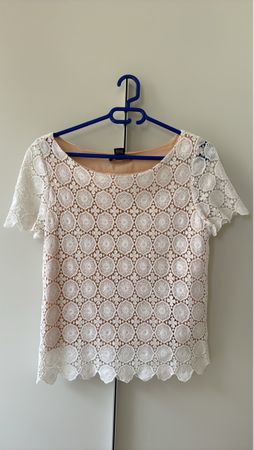Elegante Bluse mit Spitze, off- white, Grösse 38 -