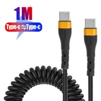 USB-C Spiralkabel 120 W fürs Auto, 1 m