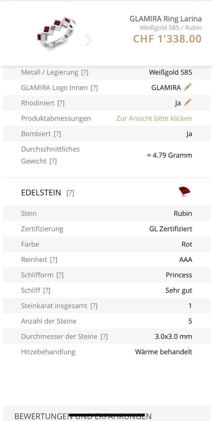 Anelli: Rubin Ring/Diamanten/Gold – Nuovo e nell'imballaggio originale da Sarnen venduto da Yingsperlen1 3