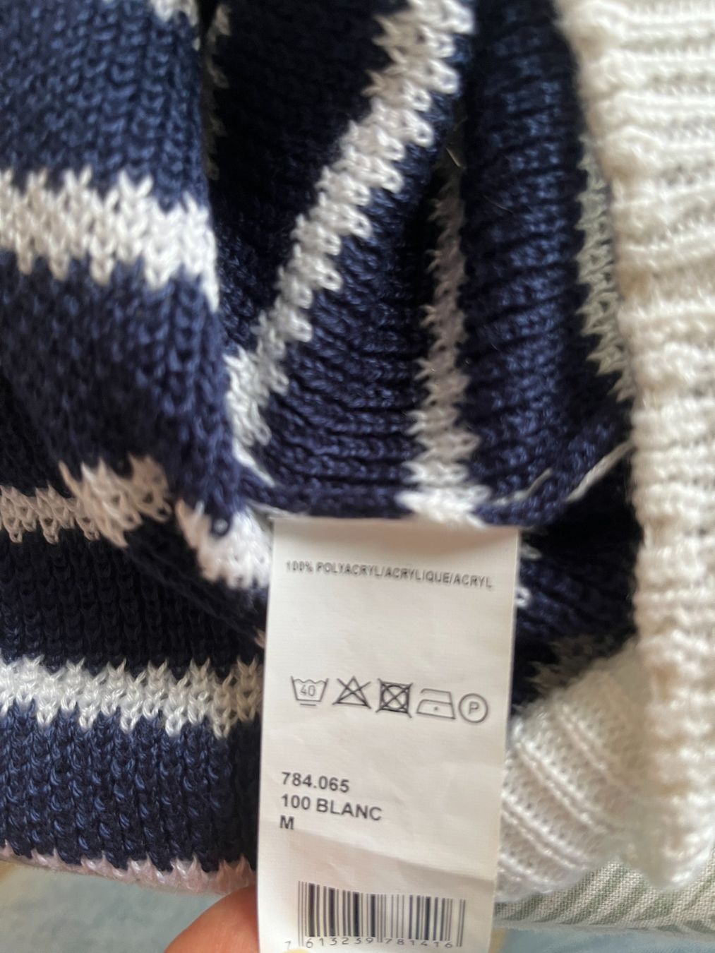 Tops: Pull d'été rayé bleu et blanc - épaules dénudées, S – Gebraucht aus Seiry von vanille08 7