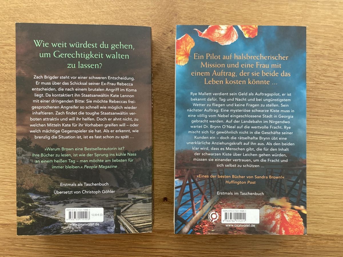 Bücher: Zwei Kriminalromane von Sandra Brown – Gebraucht aus Kappelen von Grobhof 1