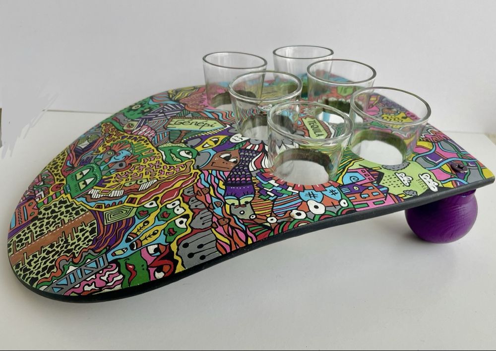 Aboriginal Lot De 6 Verres Avec Fond Décoré, 340 Ml, Diamètre 8 Cm