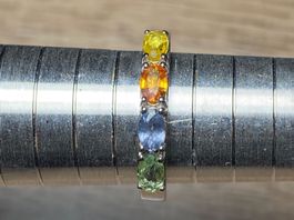 Multicolor Saphir Ring 💎✨ 925 Silber vergoldet S65