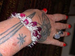 UNIKAT! Rough Greenland Natural Rubies SS925 & WG Bracelet