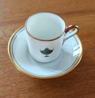 Richard Ginori Mokkatasse mit Untertasse, Urnen-Dekor, Goldr