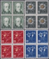 1943, J105-J108 Viererblöcke Pro Juventute postfrisch **.