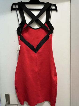Sexy dress red & black cocktail party Strappy Bodycon Dress