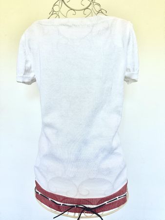Bally Pullover weiss Baumwolle Leder Grösse 36 neuwertig